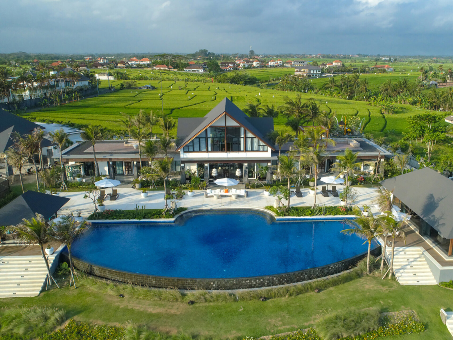 Tirtha Bayu Villa II - Aerial view from the ocean
