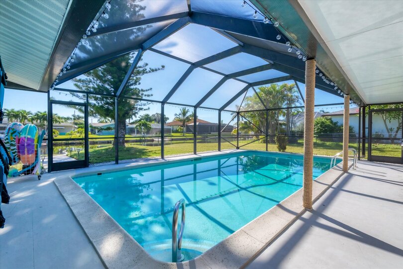 Sparkling pool overlooking canal
