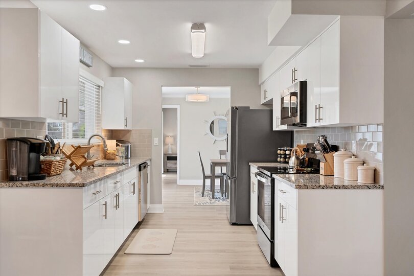 Beautiful, fully-equipped kitchen with stainless-steel appliances