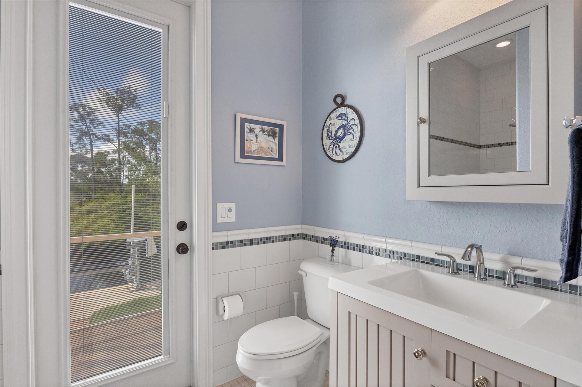 Attached bathroom with walk-in shower