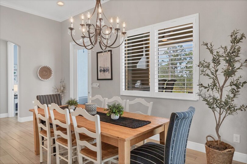 Dining table with seating for 8. Kitchen island seats another 6.