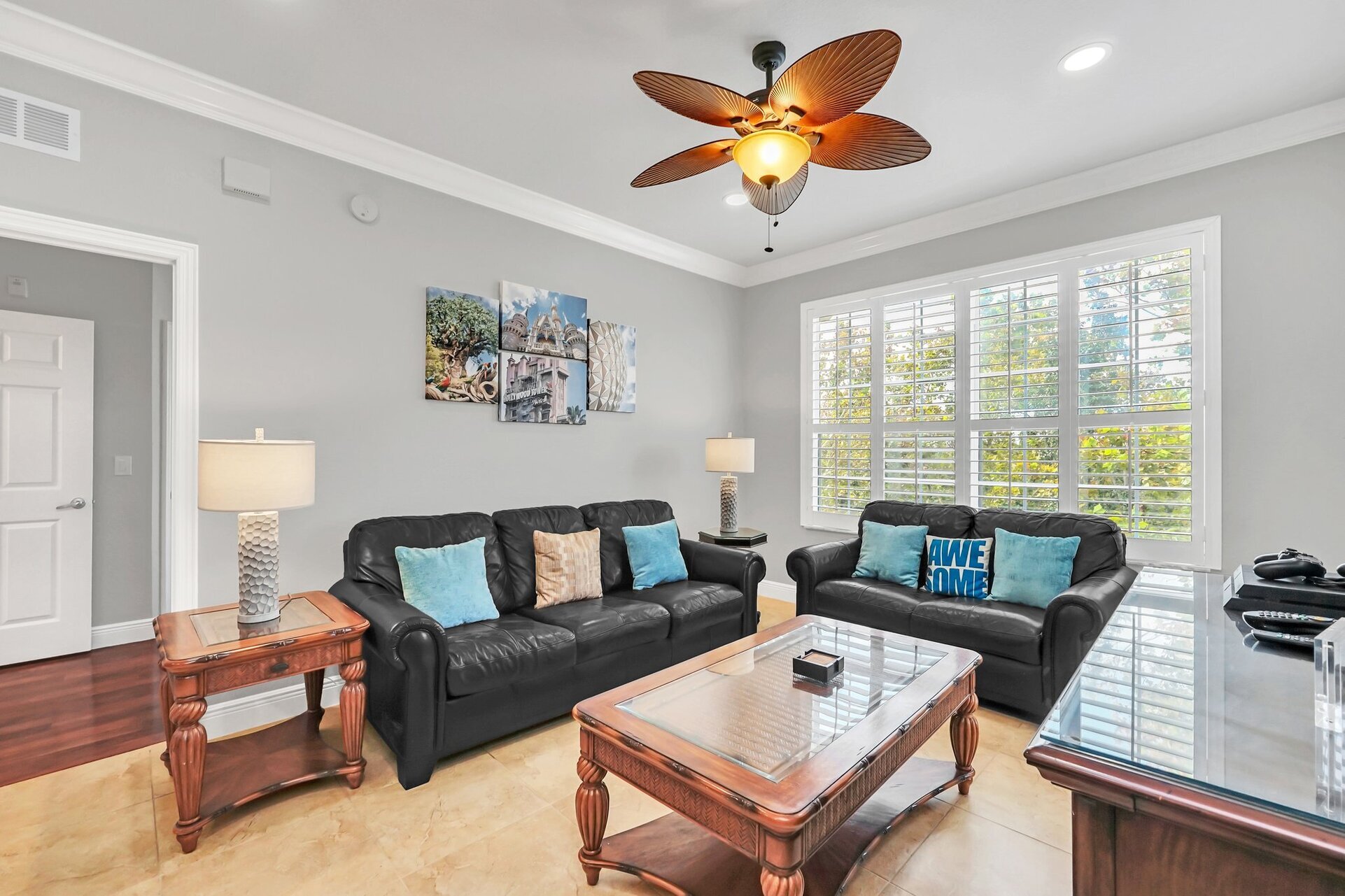 Relax on these plush leather couches