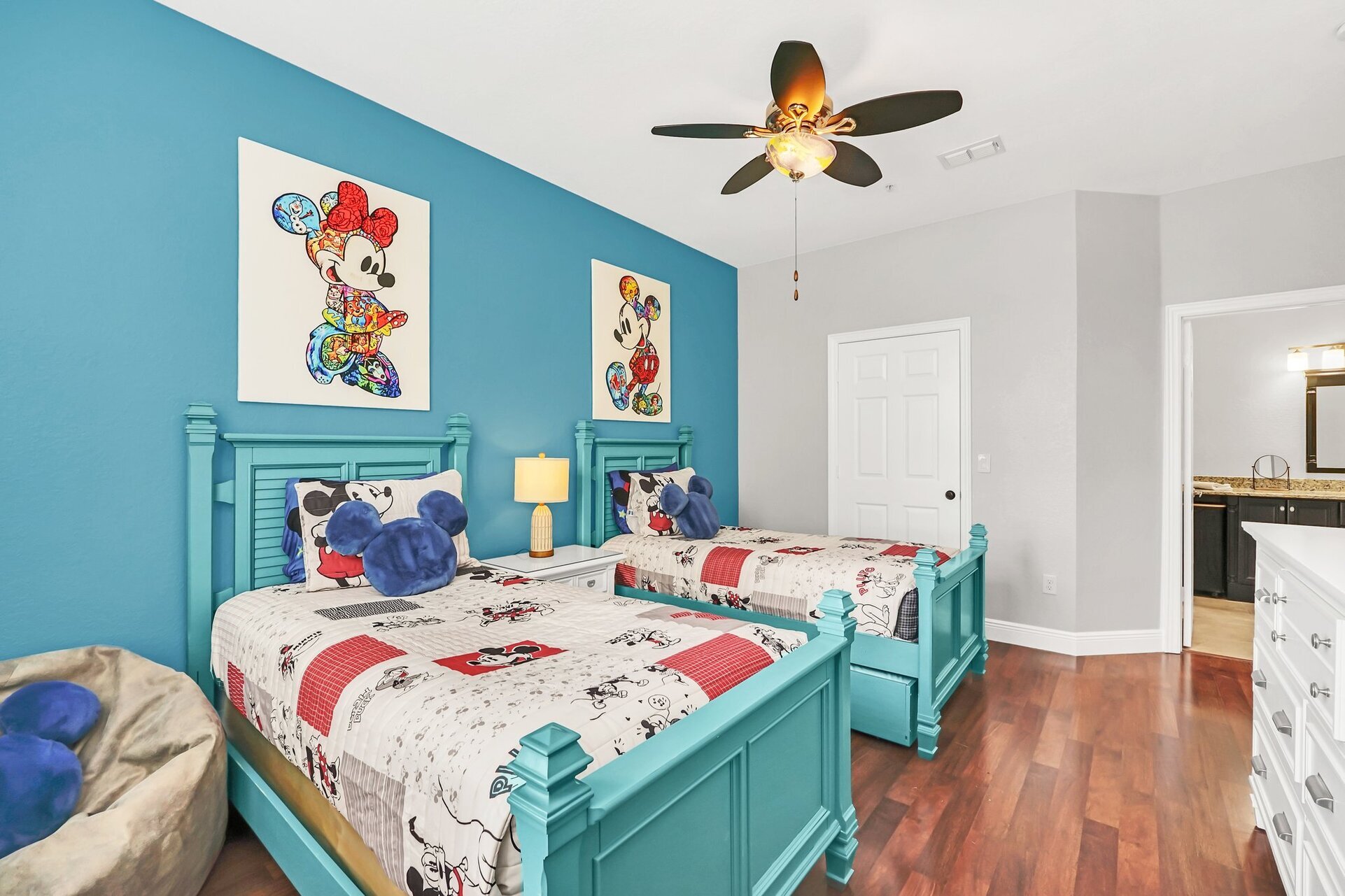 The room is complete with two twin beds and a trundle for up to 3 guests to comfortably sleep