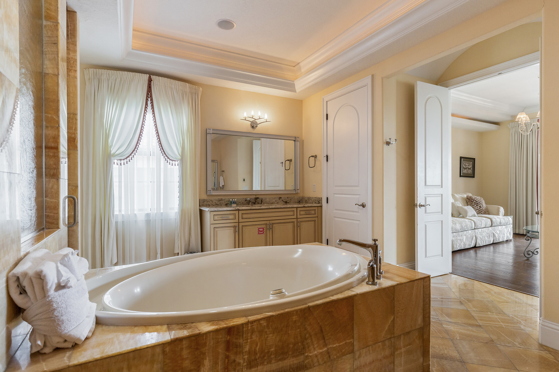 Take a bubble bath in the luxury garden tub