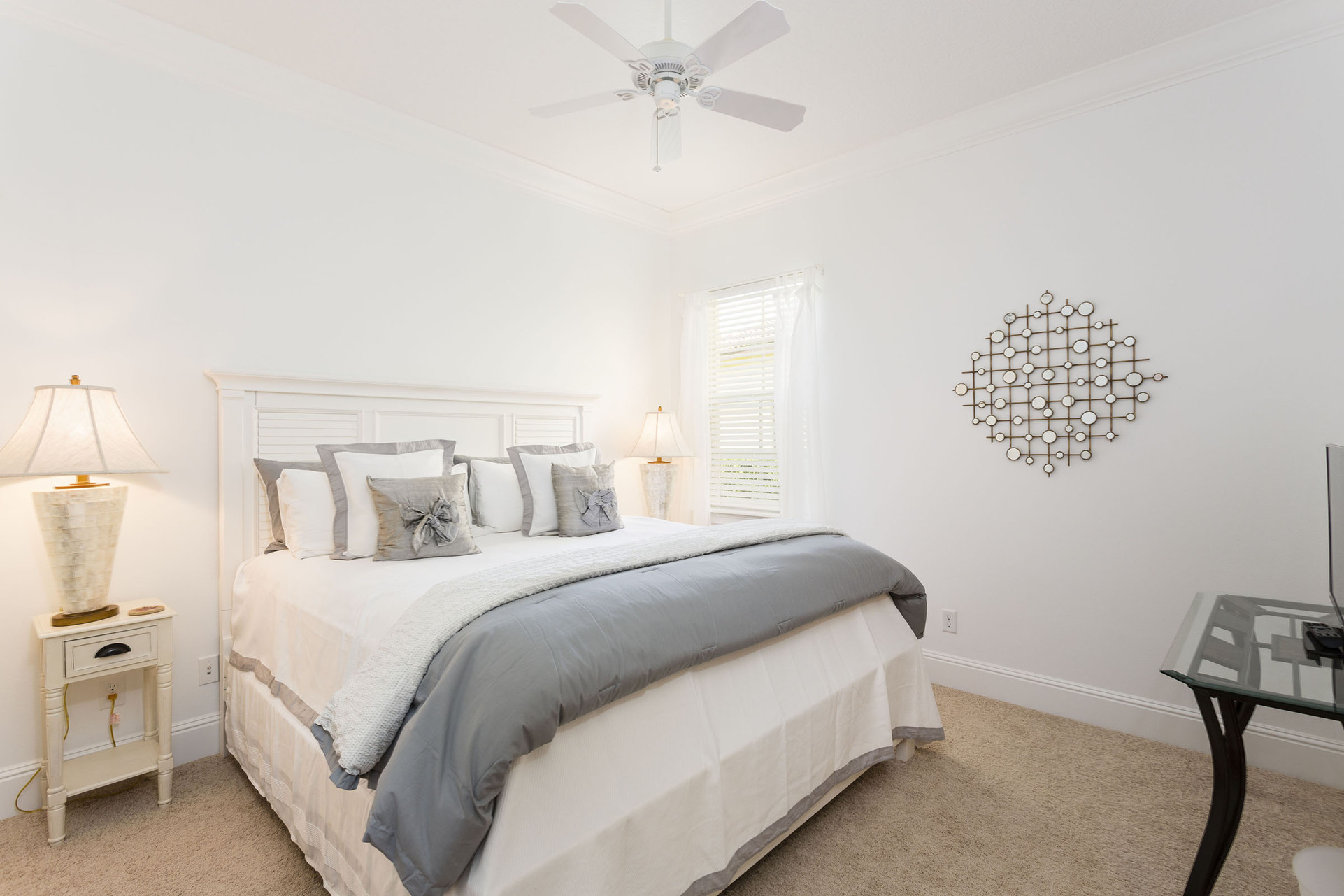 This tastefully decorated master bedroom has yet another King bed