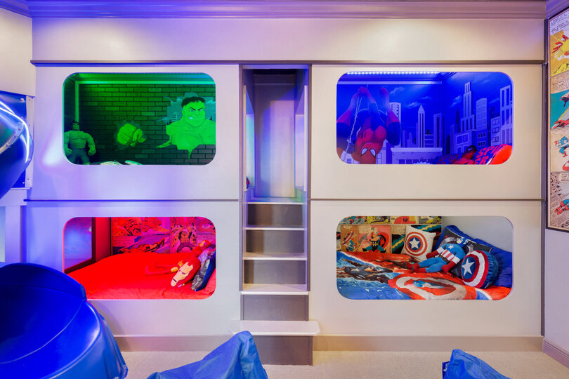 These custom built full size bunk beds will simply wow the kids