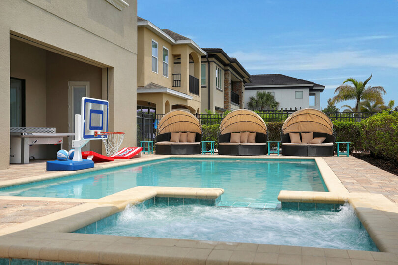 Relax on one of the covered loungers