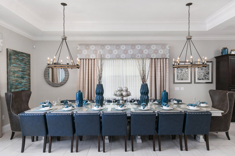 Formal dining are has seating for 16