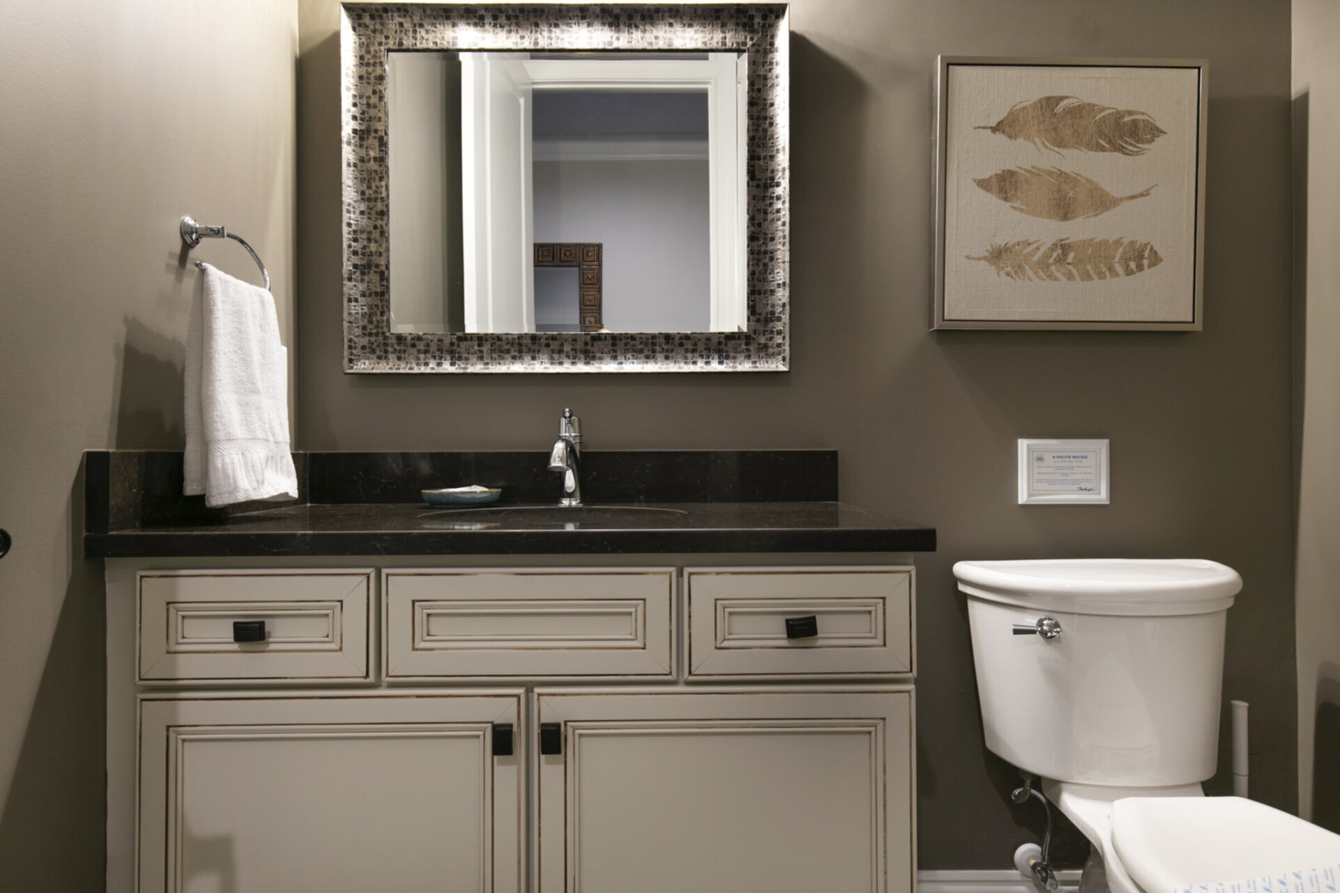 A half bathroom located on the second floor