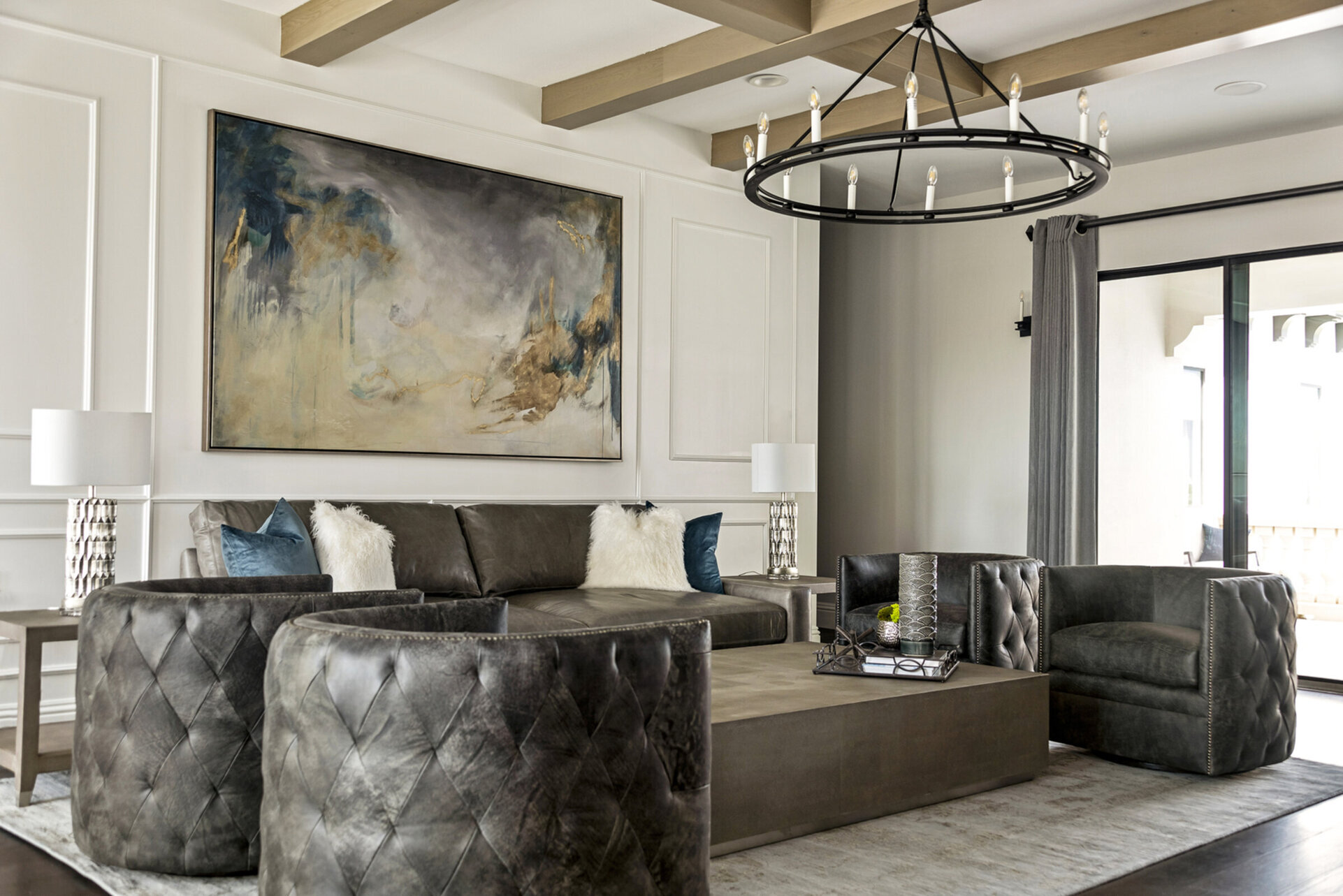Head upstairs to the loft area with comfortable seating, a flatscreen TV and access to the balcony