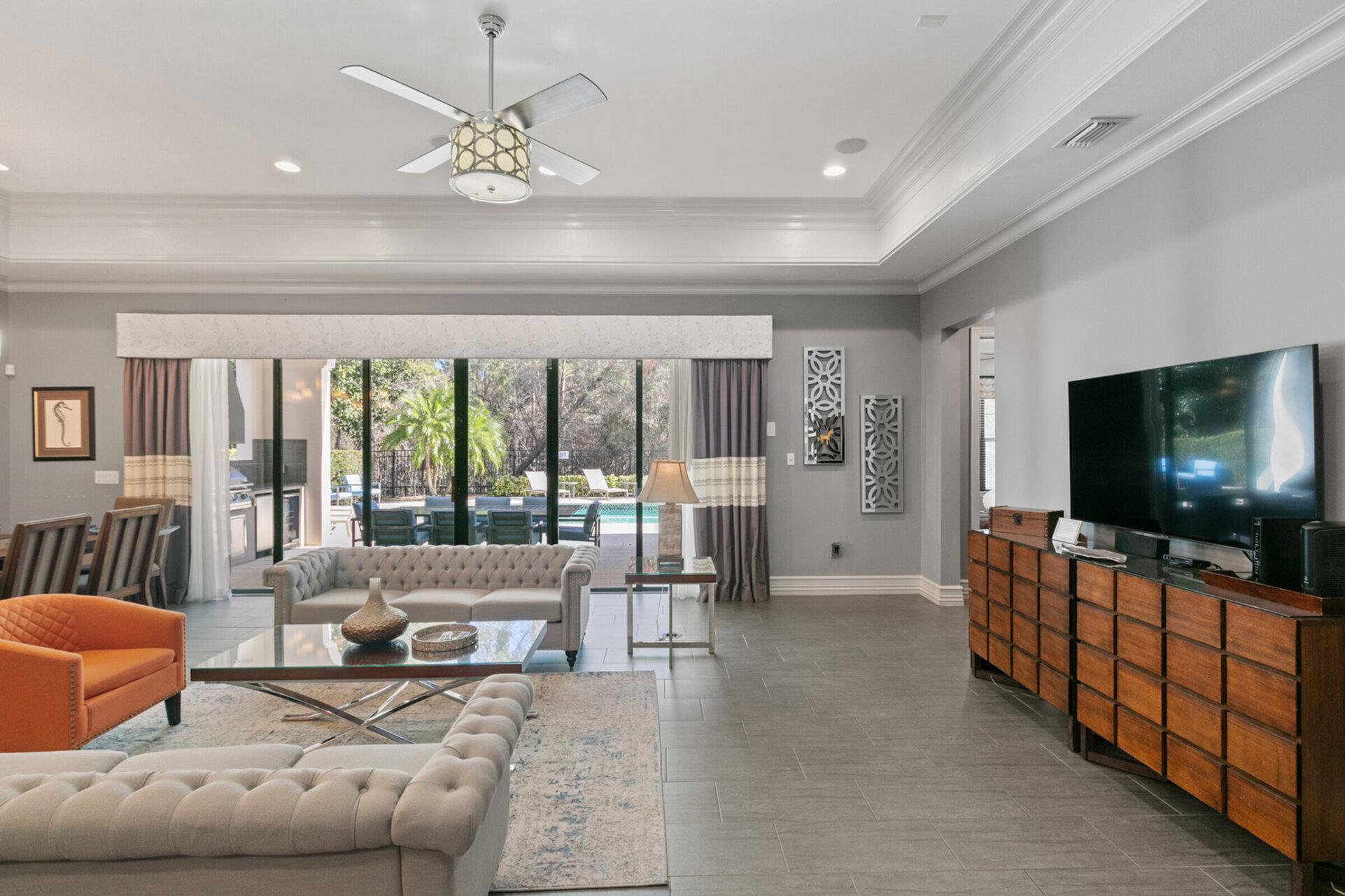 The living room offers great space for all to gather