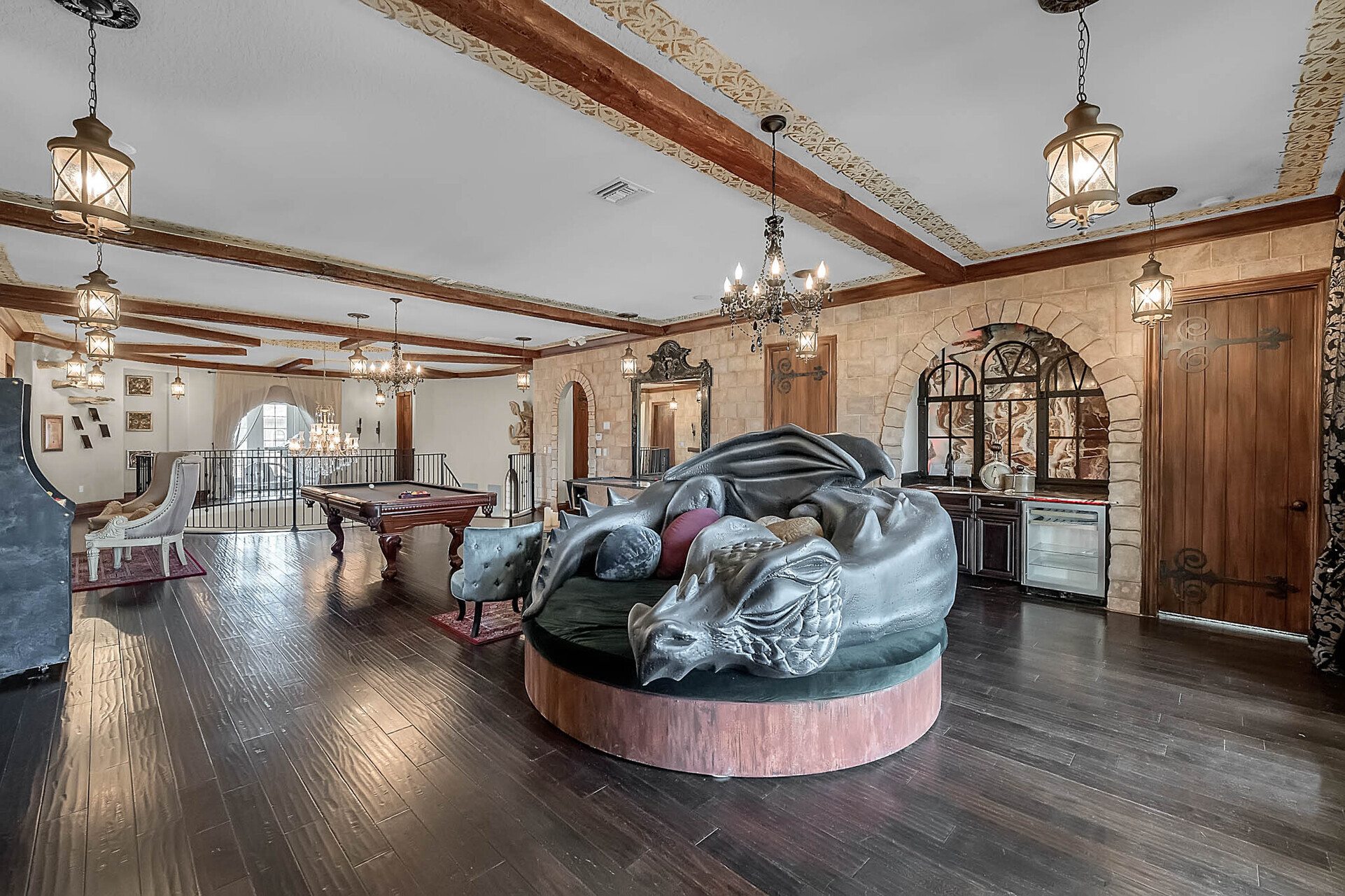 The loft area games room has something for everyone to enjoy