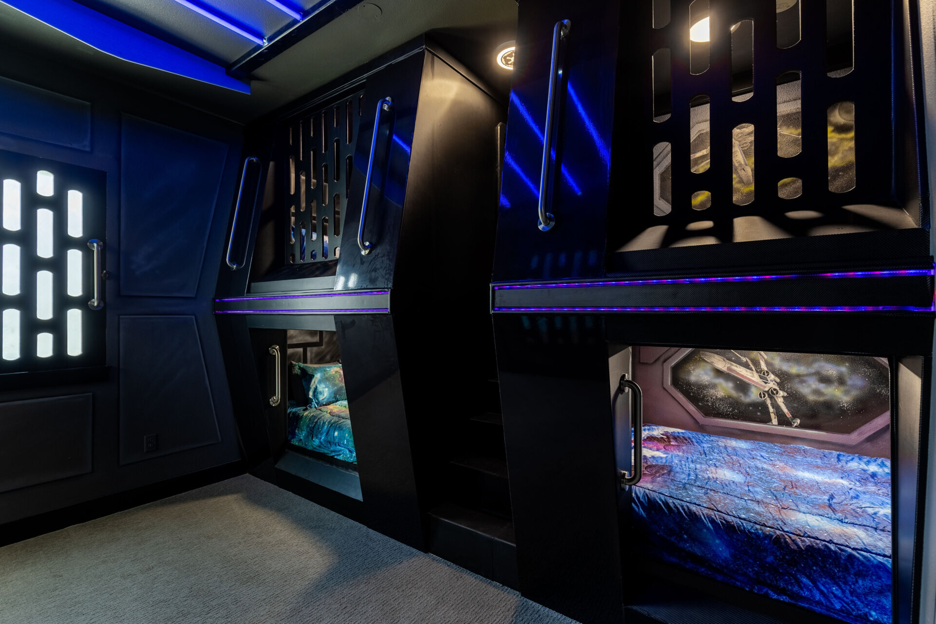 Custom built galaxy children`s bedroom