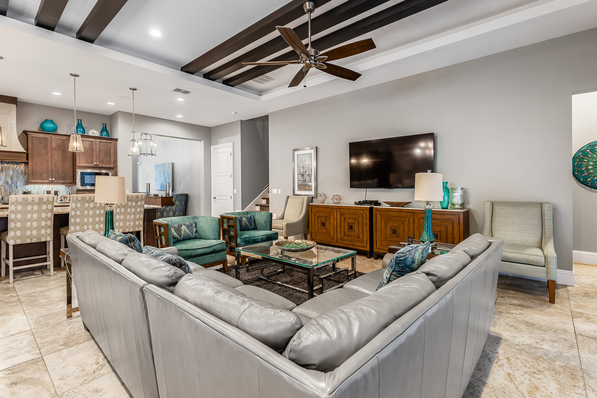 Theres plenty of space for the whole family to gather around and watch their favorite TV show