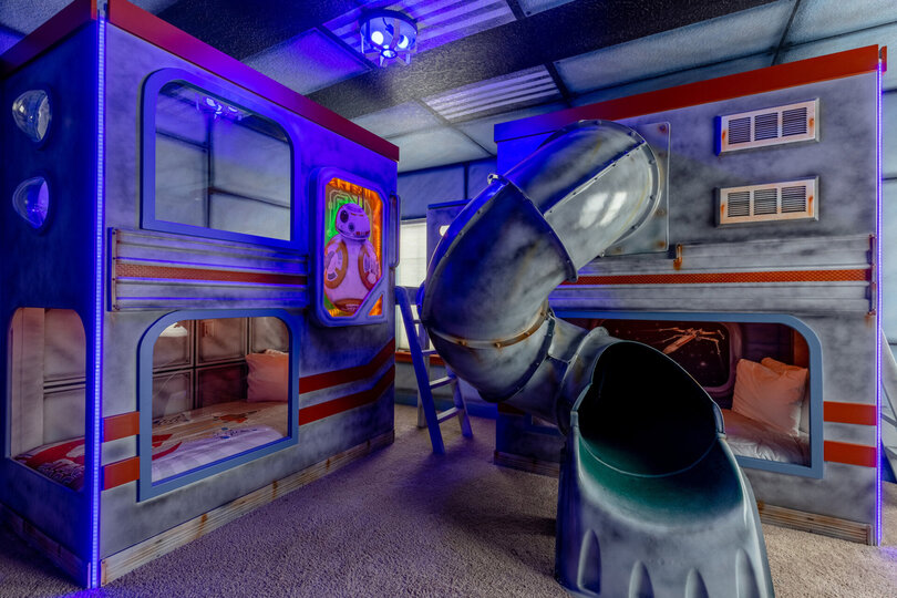 Travel to galaxies far far away in this galactic bedroom!