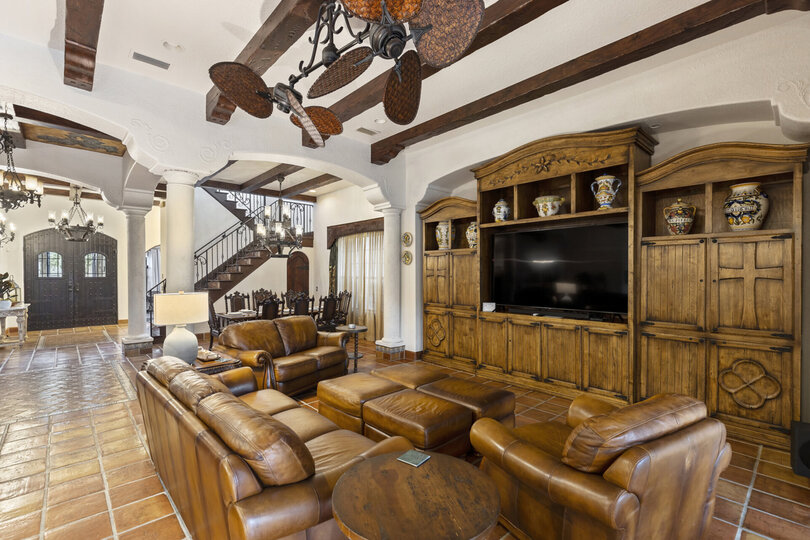 The open floor plan offers plenty of gathering space