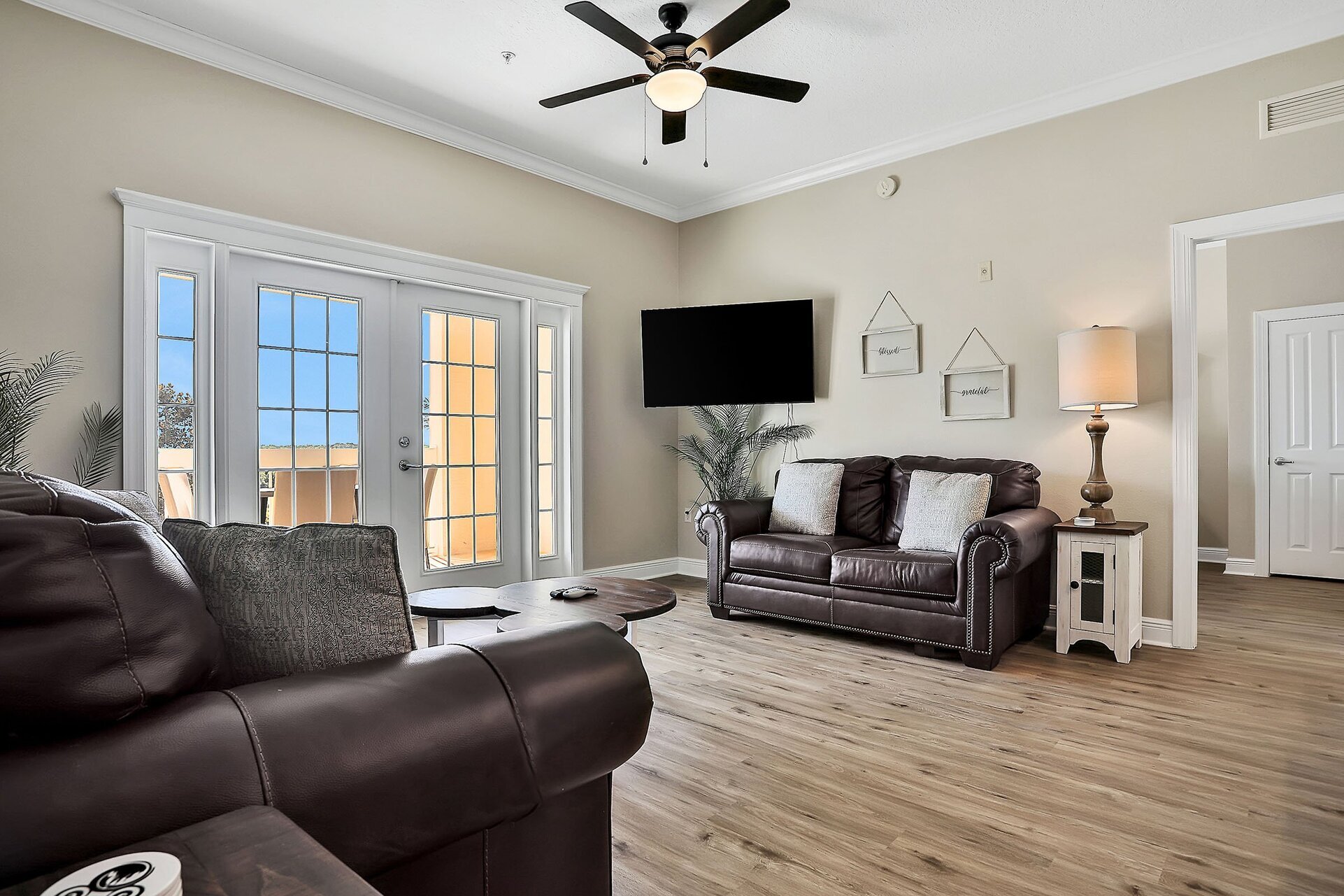 Cozy up on the comfortable sofas in the living room