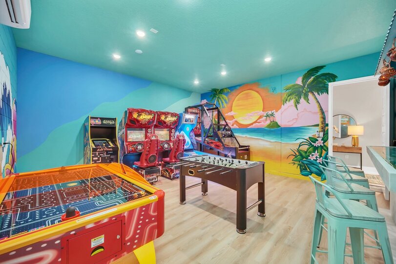 This games room will have enough space for the entire family to enjoy some friendly competition