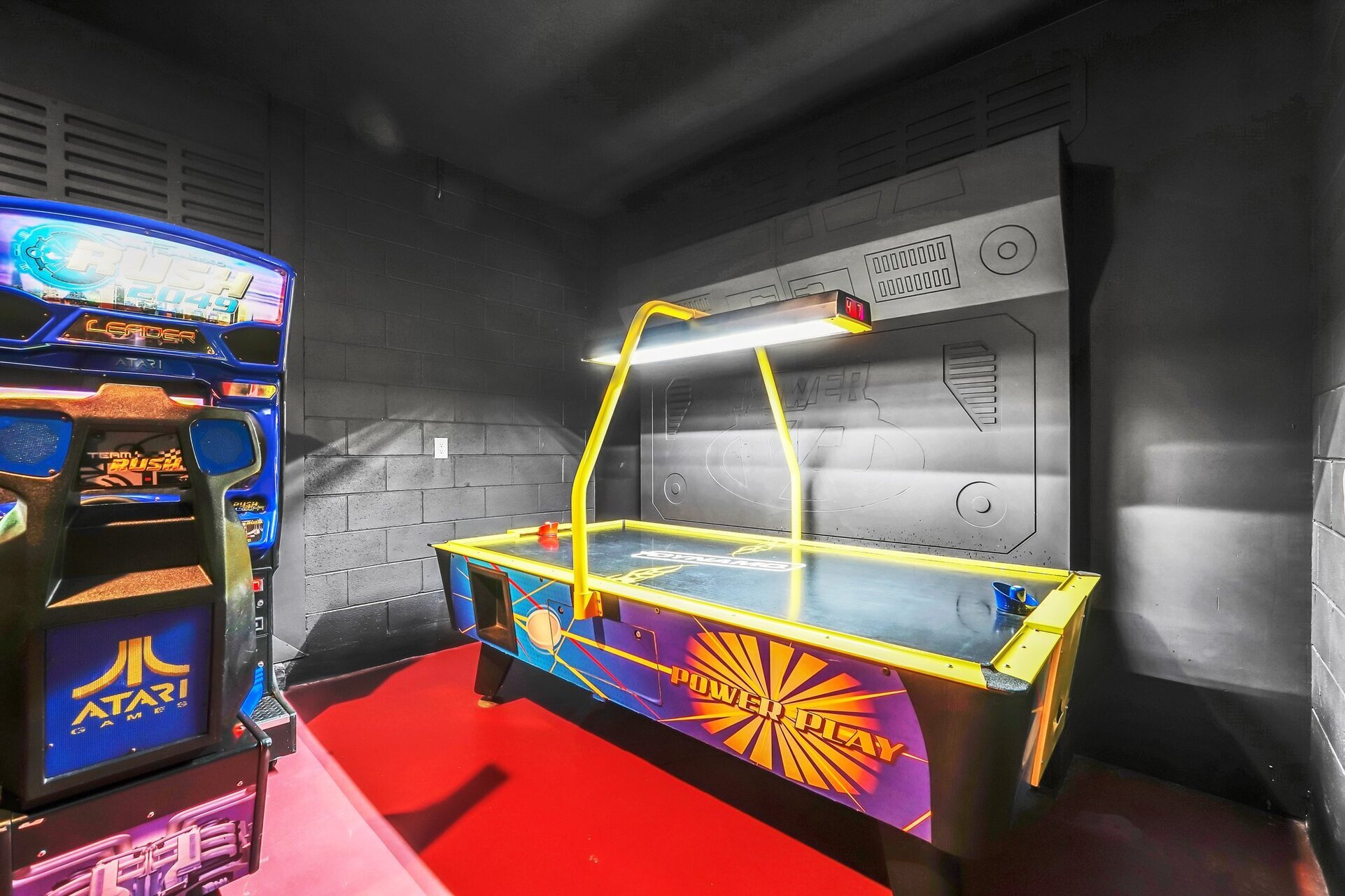 Enjoy a fast-paced game of air hockey