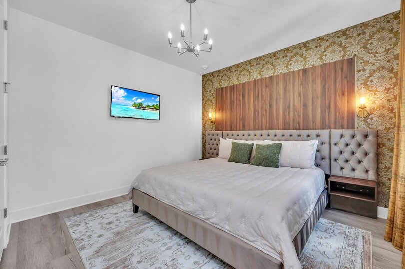 Rest easy after a long day in this plush King bed, offering the ultimate in comfort and relaxation
