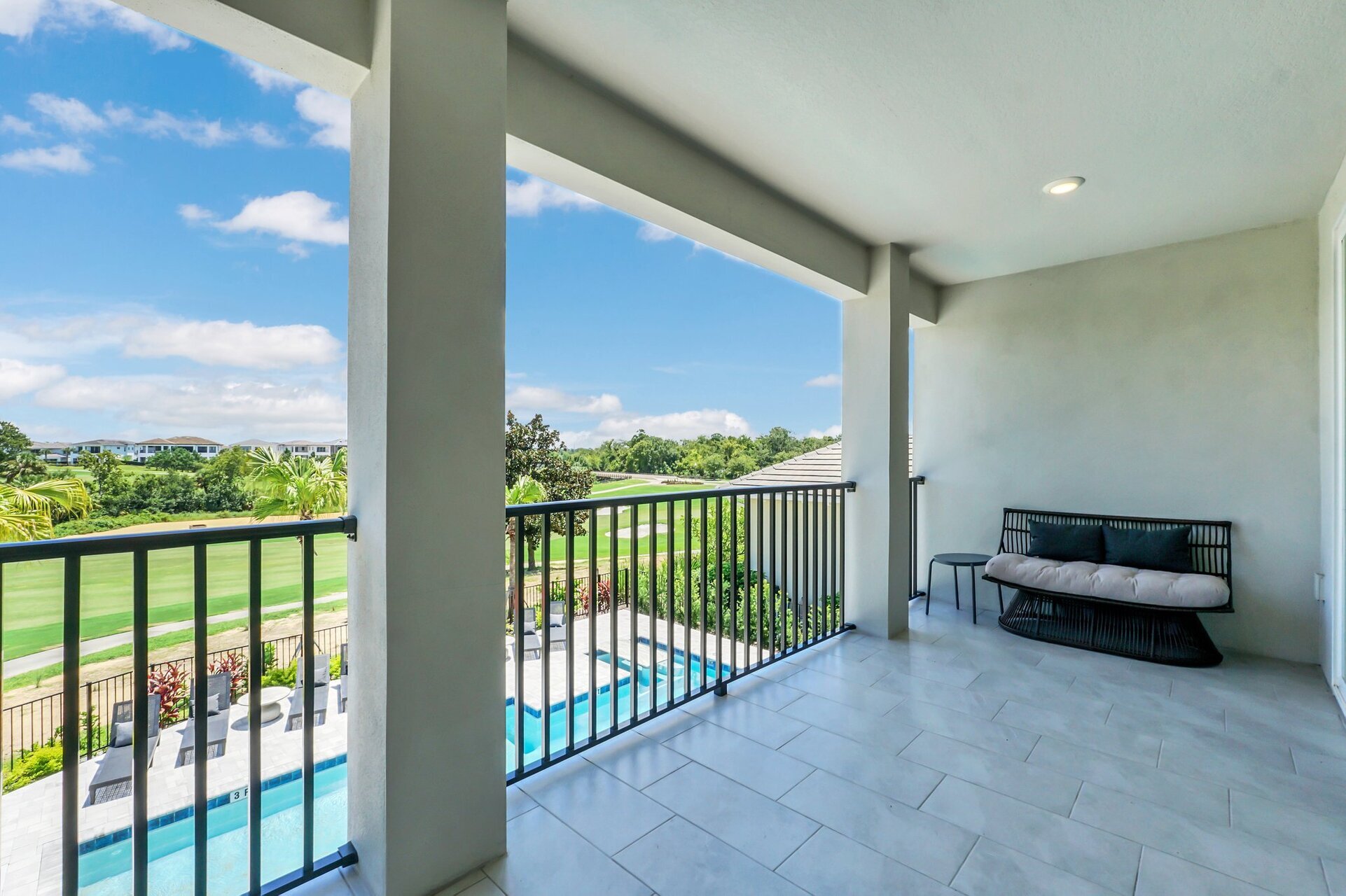 Overlook onto your own private pool and spa from the main 2nd floor balcony and enjoy evening twilights