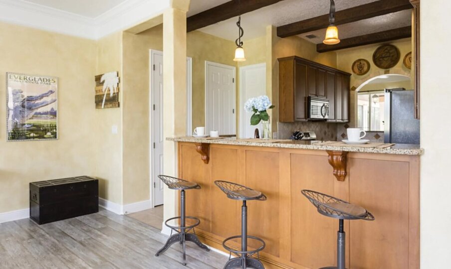 Enjoy casual meals at the breakfast bar or entertain guests in the adjoining dining space