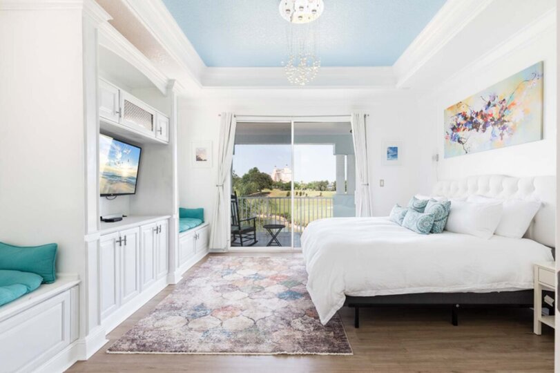 Rest easy after a long day in this plush King bed, offering the ultimate in comfort and relaxation