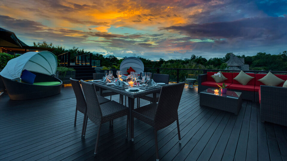 Outdoor area at sunset