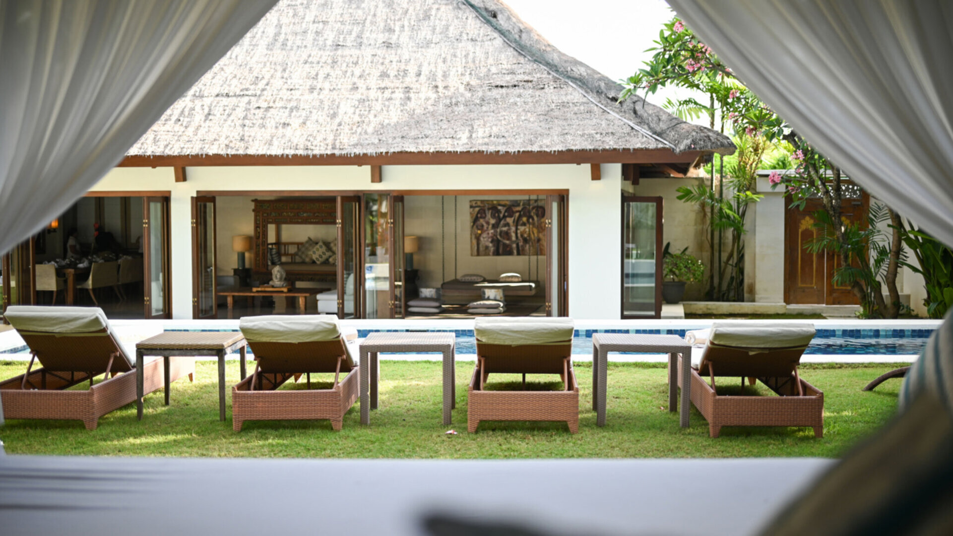 The master suite pavilion open corridor