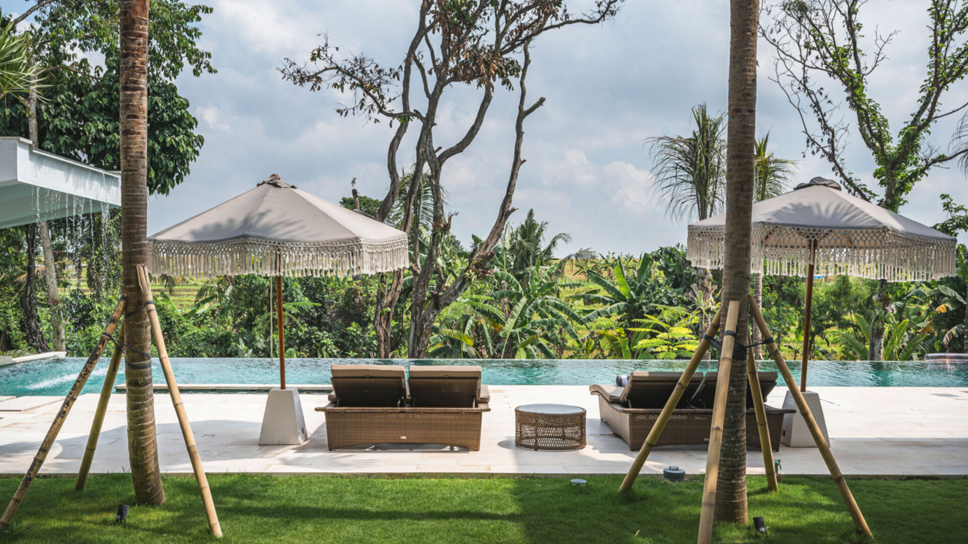 The vast saltwater pool overlooking the fields