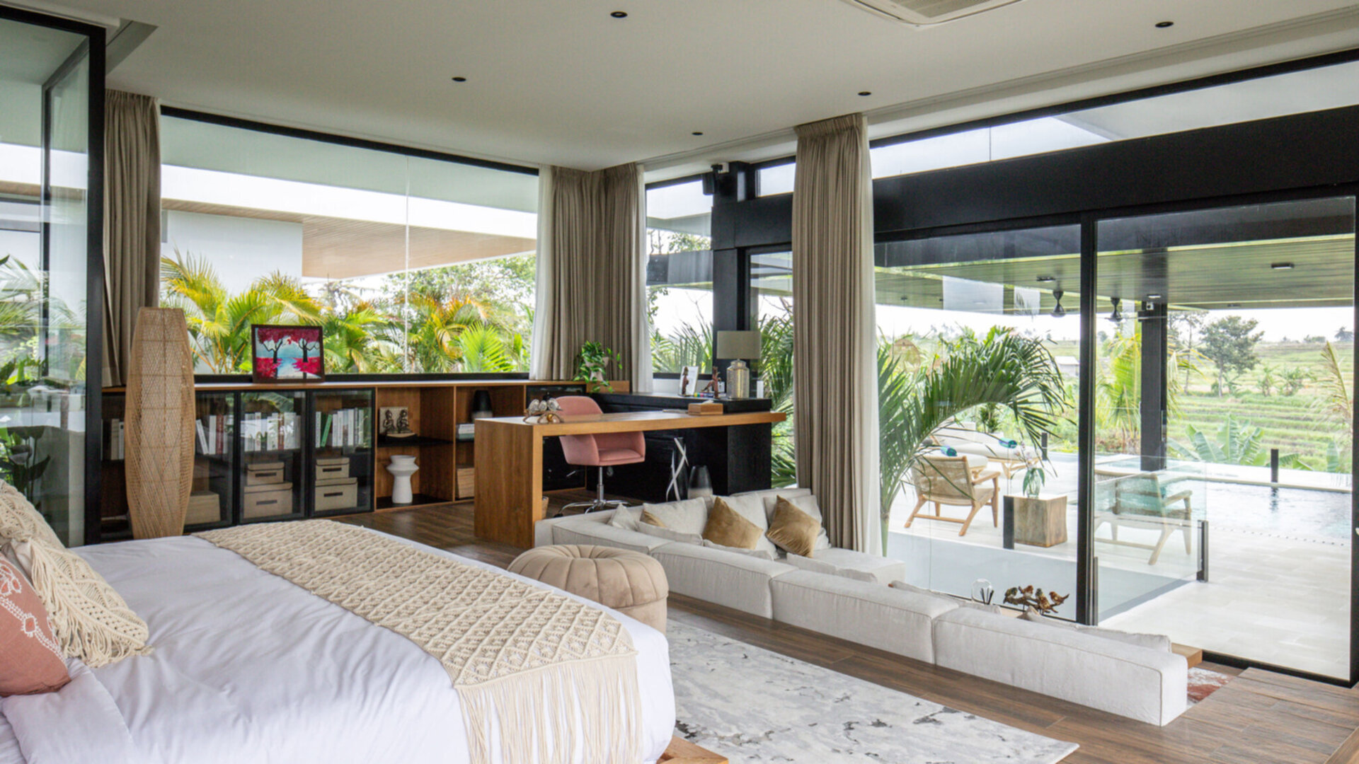 Opulent master bedroom with terrace and plunge pool