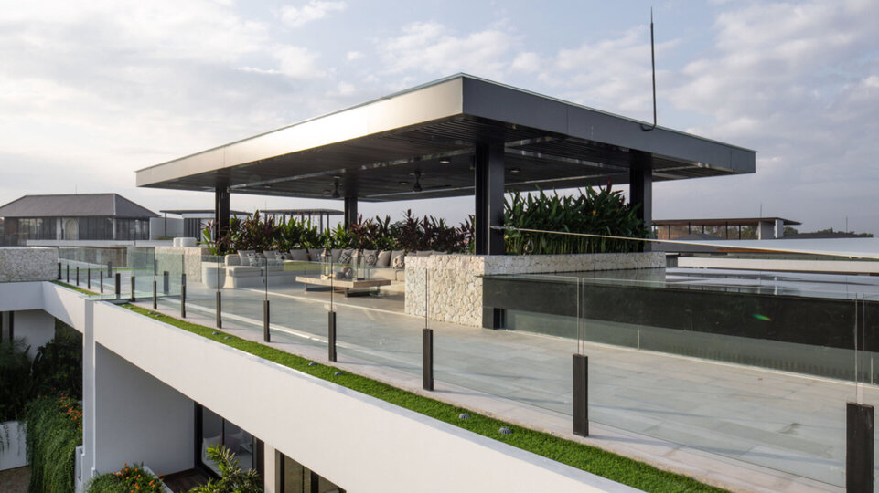 Rooftop sala with commanding view of surrounding landscape
