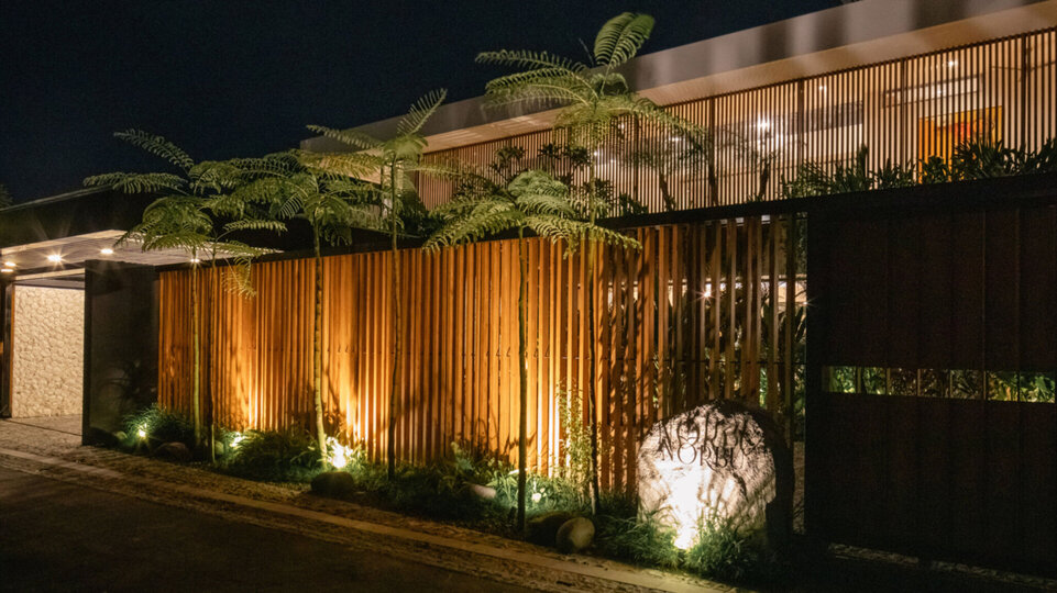 Peaceful villa at night