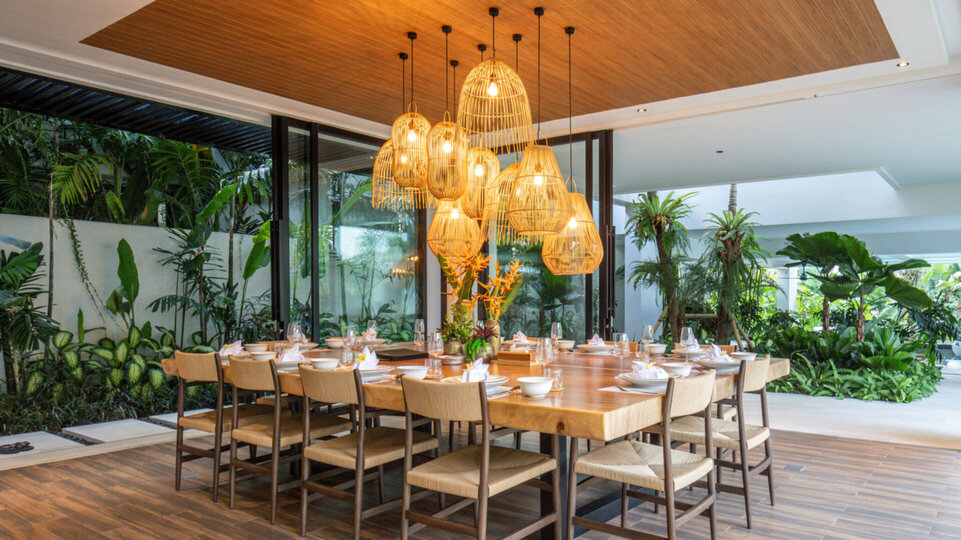 Generous dining area that sits 12