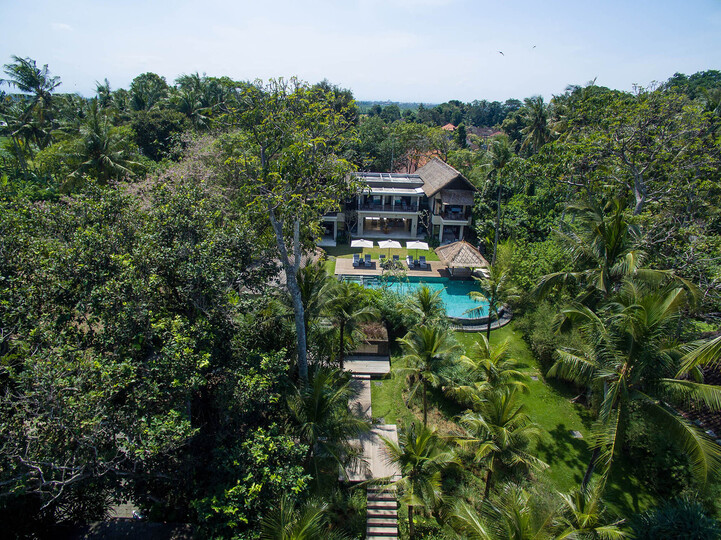 The villa and gardens from above