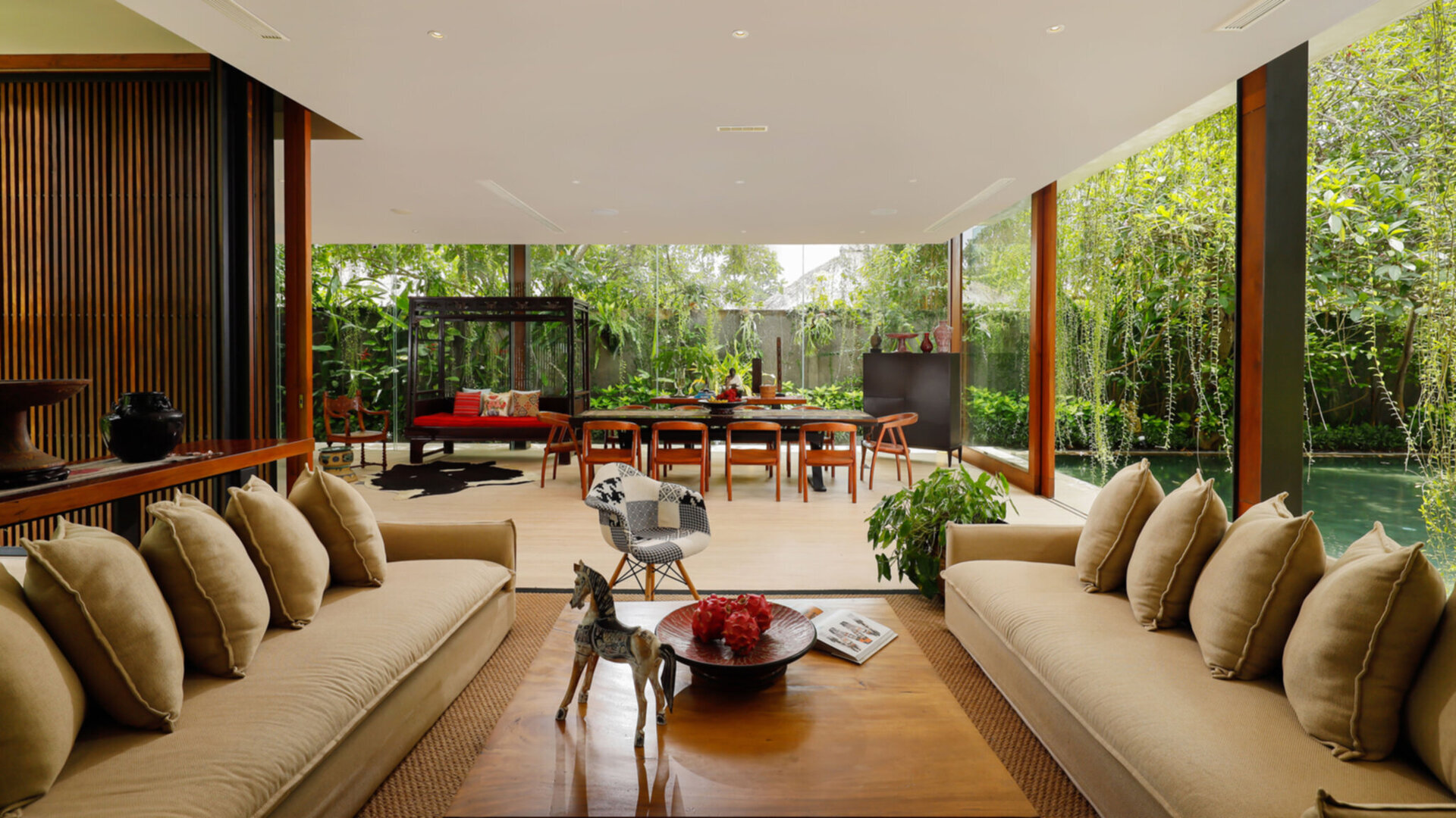 Breezy living spaces by the pool
