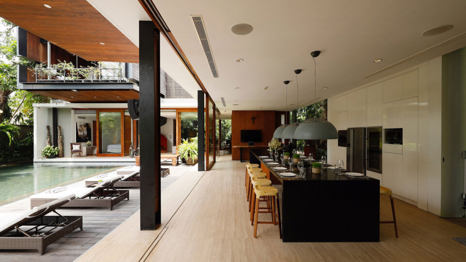Breezy dining area by the poolside