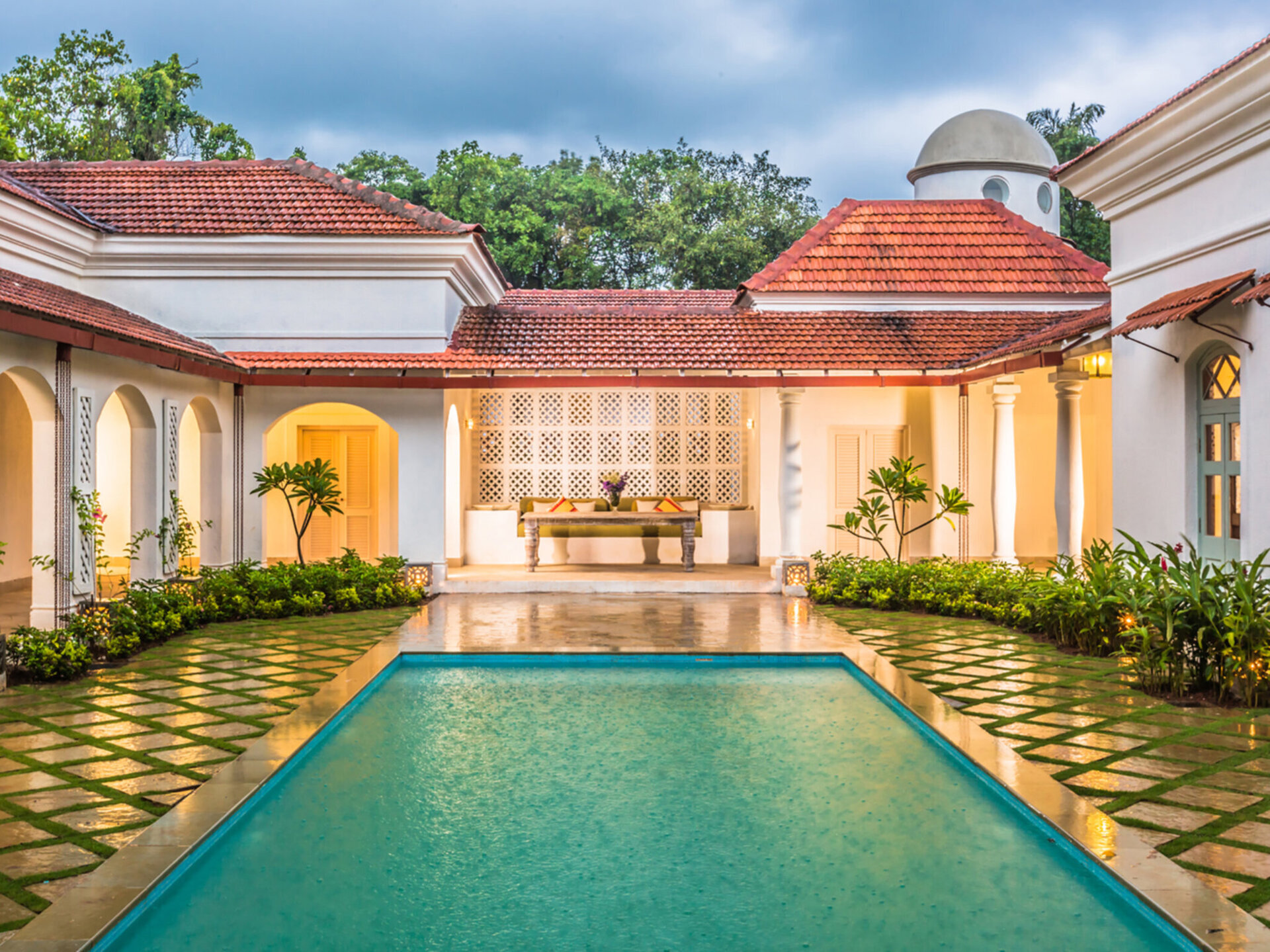 Villa at dusk