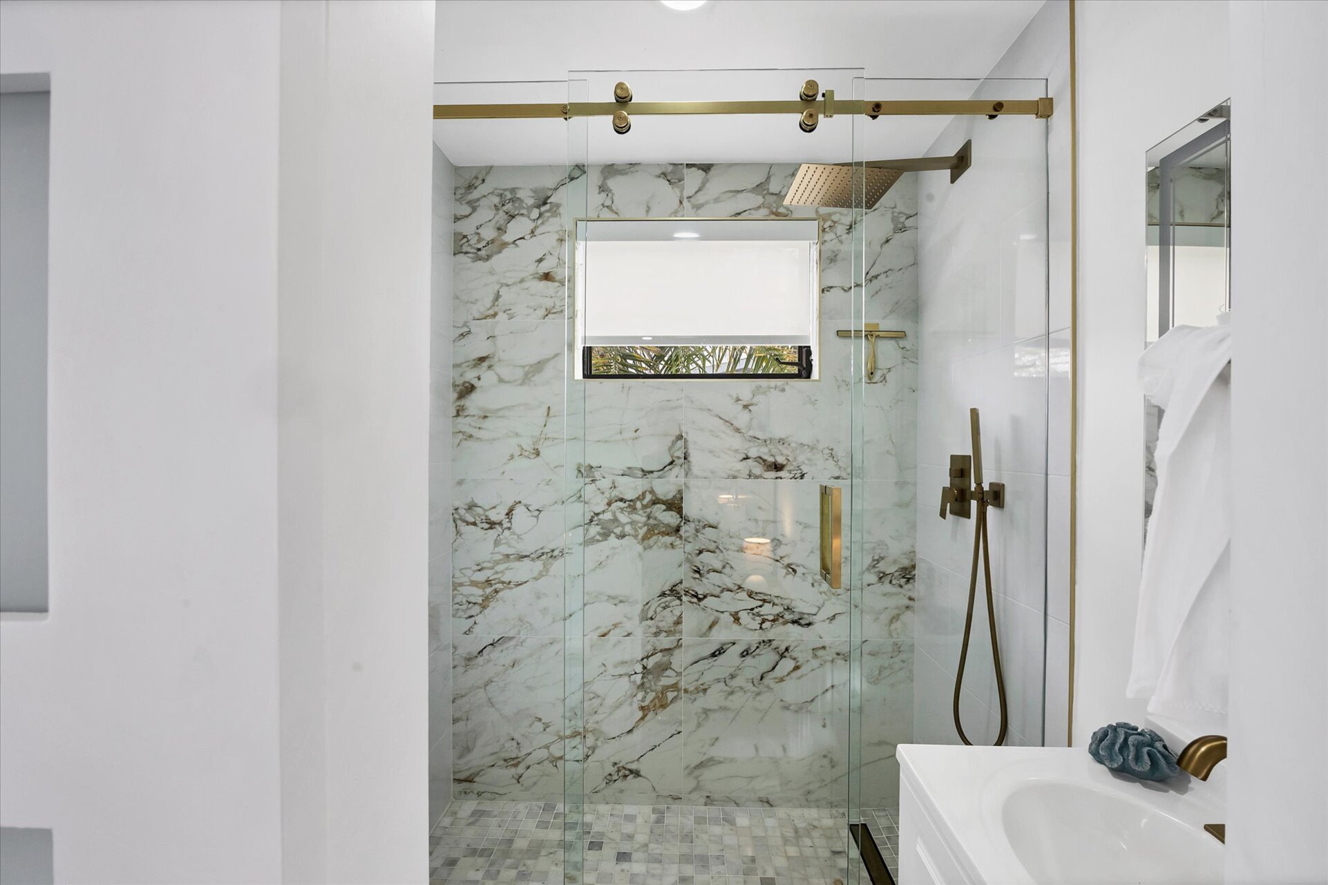 King suite attached bathroom with walk-in shower