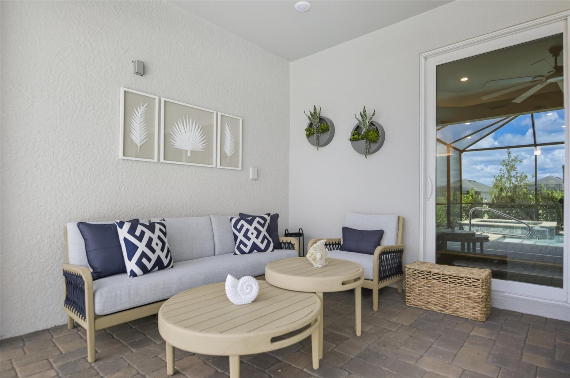 Large lanai overlooking the sparkling pool