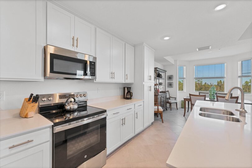 Open, full-equipped kitchen