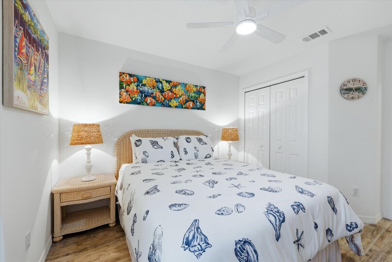 Guest bedrom with queen bed and 55-inch Smart TV