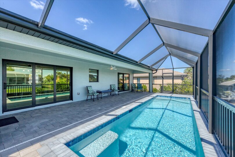 Sparkling pool overlooking the canal. Pool size 27' x 8' x 5.5'