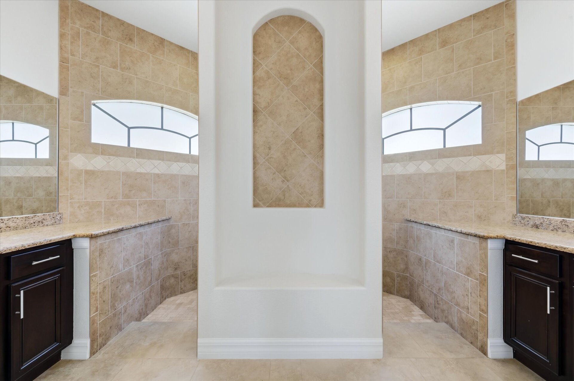 Large walk-in shower in primary