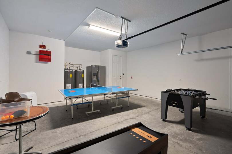 Game Room Downstairs Ping Pong Foosball Ball Arcade Has AC