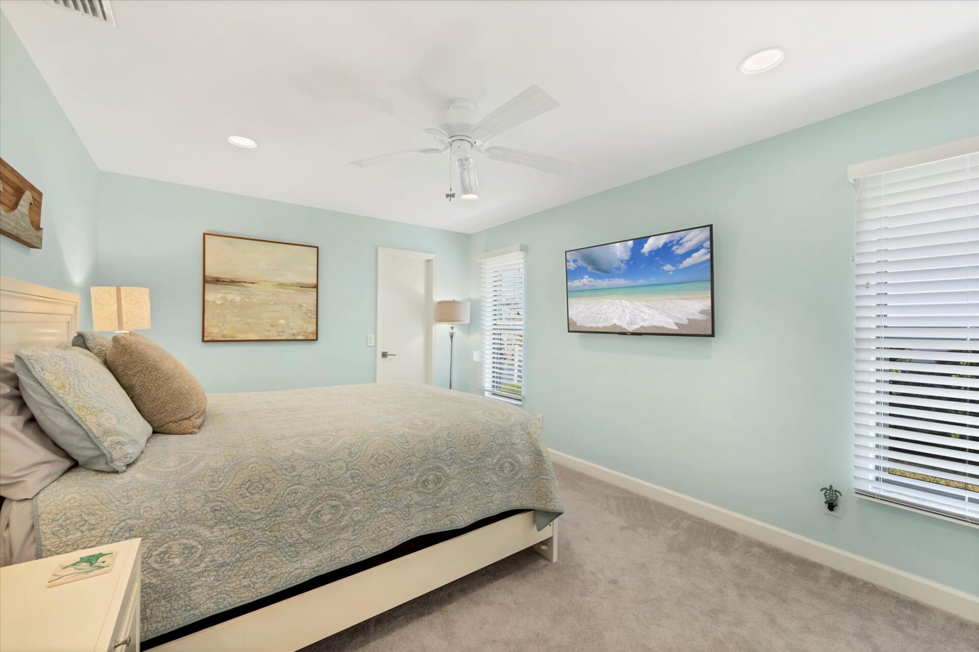 Guest Bedroom with Queen Bed and 55" Smart TV