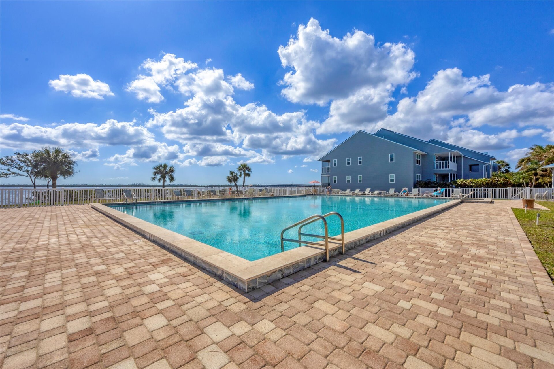Large community pool overlooking the Myakka River